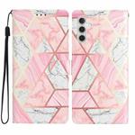 For Samsung Galaxy A25 5G Colored Drawing Leather Phone Case(Pink Marble)