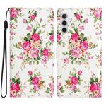 For Samsung Galaxy A25 5G Colored Drawing Leather Phone Case(Peonies)