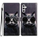 For Samsung Galaxy S23 FE 5G Colored Drawing Leather Phone Case(Sunglasses Cat)