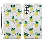 For Samsung Galaxy S23 FE 5G Colored Drawing Leather Phone Case(Pineapple)