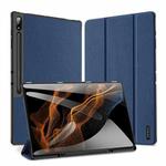 For Samsung Galaxy Tab S10 Ultra / S9 Ultra DUX DUCIS Domo Series Cloth Texture Magnetic Leather Tablet Case(Blue)