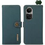 For OPPO Reno10 Global / 10 Pro Global KHAZNEH Custer Texture RFID Genuine Leather Phone Case(Green)
