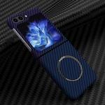 For Samsung Galaxy Z Flip5 Carbon Fiber Texture MagSafe Magnetic Phone Case(Blue Purple)