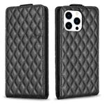 For iPhone 15 Pro Max Diamond Lattice Vertical Flip Leather Phone Case(Black)