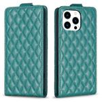 For iPhone 15 Pro Max Diamond Lattice Vertical Flip Leather Phone Case(Green)