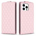 For iPhone 15 Pro Max Diamond Lattice Vertical Flip Leather Phone Case(Pink)