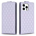 For iPhone 15 Pro Max Diamond Lattice Vertical Flip Leather Phone Case(Purple)