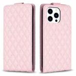 For iPhone 15 Pro Diamond Lattice Vertical Flip Leather Phone Case(Pink)