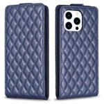 For iPhone 15 Pro Diamond Lattice Vertical Flip Leather Phone Case(Blue)