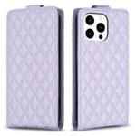 For iPhone 15 Pro Diamond Lattice Vertical Flip Leather Phone Case(Purple)