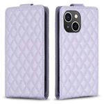 For iPhone 15 Plus Diamond Lattice Vertical Flip Leather Phone Case(Purple)