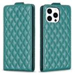 For iPhone 14 Pro Max Diamond Lattice Vertical Flip Leather Phone Case(Green)