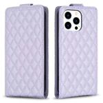 For iPhone 14 Pro Max Diamond Lattice Vertical Flip Leather Phone Case(Purple)
