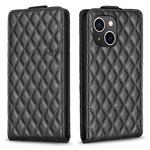 For iPhone 14 Diamond Lattice Vertical Flip Leather Phone Case(Black)