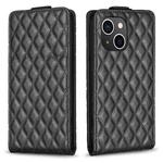 For iPhone 13 Diamond Lattice Vertical Flip Leather Phone Case(Black)