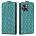 For iPhone 13 Diamond Lattice Vertical Flip Leather Phone Case(Green)