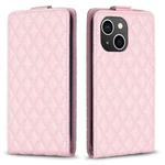 For iPhone 13 Diamond Lattice Vertical Flip Leather Phone Case(Pink)
