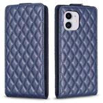 For iPhone 12 / 12 Pro Diamond Lattice Vertical Flip Leather Phone Case(Pink)