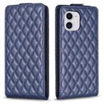 For iPhone 12 / 12 Pro Diamond Lattice Vertical Flip Leather Phone Case(Blue)