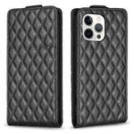 For iPhone 12 Pro Max Diamond Lattice Vertical Flip Leather Phone Case(Black)
