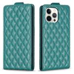 For iPhone 12 Pro Max Diamond Lattice Vertical Flip Leather Phone Case(Green)