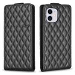 For iPhone 11 Diamond Lattice Vertical Flip Leather Phone Case(Black)