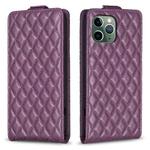 For iPhone 11 Pro Diamond Lattice Vertical Flip Leather Phone Case(Dark Purple)