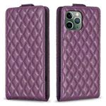 For iPhone 11 Pro Max Diamond Lattice Vertical Flip Leather Phone Case(Dark Purple)