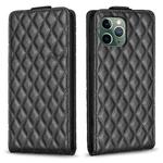For iPhone 11 Pro Max Diamond Lattice Vertical Flip Leather Phone Case(Black)
