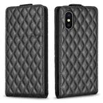 For iPhone X / XS Diamond Lattice Vertical Flip Leather Phone Case(Black)
