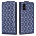 For iPhone X / XS Diamond Lattice Vertical Flip Leather Phone Case(Blue)