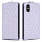 For iPhone X / XS Diamond Lattice Vertical Flip Leather Phone Case(Purple)