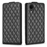 For iPhone XR Diamond Lattice Vertical Flip Leather Phone Case(Black)