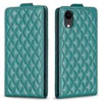 For iPhone XR Diamond Lattice Vertical Flip Leather Phone Case(Green)