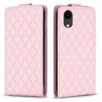 For iPhone XR Diamond Lattice Vertical Flip Leather Phone Case(Pink)