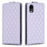 For iPhone XR Diamond Lattice Vertical Flip Leather Phone Case(Purple)