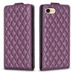 For iPhone SE 2022 / 2020 /7 / 8 Diamond Lattice Vertical Flip Leather Phone Case(Dark Purple)