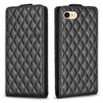 For iPhone SE 2022 / 2020 /7 / 8 Diamond Lattice Vertical Flip Leather Phone Case(Black)