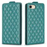For iPhone SE 2022 / 2020 /7 / 8 Diamond Lattice Vertical Flip Leather Phone Case(Green)