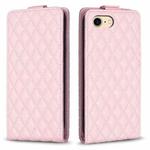 For iPhone SE 2022 / 2020 /7 / 8 Diamond Lattice Vertical Flip Leather Phone Case(Pink)