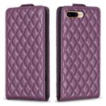 For iPhone 7 Plus / 8 Plus Diamond Lattice Vertical Flip Leather Phone Case(Dark Purple)
