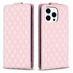 For iPhone 16 Pro Max Diamond Lattice Vertical Flip Leather Phone Case(Pink)