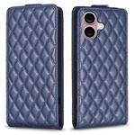 For iPhone 16 Plus Diamond Lattice Vertical Flip Leather Phone Case(Blue)