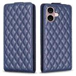 For iPhone 16 Diamond Lattice Vertical Flip Leather Phone Case(Blue)