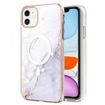 For iPhone 11 Marble Pattern Dual-side IMD Magsafe TPU Phone Case(White 006)