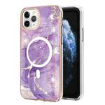 For iPhone 11 Pro Marble Pattern Dual-side IMD Magsafe TPU Phone Case(Purple 002)