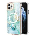 For iPhone 11 Pro Marble Pattern Dual-side IMD Magsafe TPU Phone Case(Green 003)