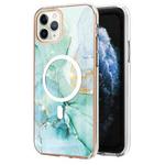 For iPhone 11 Pro Max Marble Pattern Dual-side IMD Magsafe TPU Phone Case(Green 003)