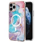 For iPhone 11 Pro Max Marble Pattern Dual-side IMD Magsafe TPU Phone Case(Blue Marble)