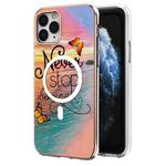 For iPhone 11 Pro Max Marble Pattern Dual-side IMD Magsafe TPU Phone Case(Dream Butterfly)